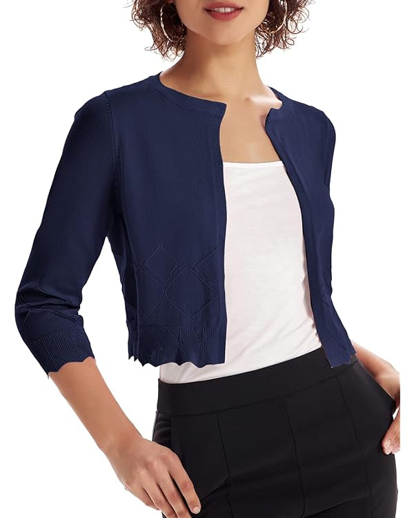 GRACE KARIN Women 3/4 Sleeve Cropped Cardigan Lightweight Short Bolero Shrugs Fancy Shrugs | Amazon (US)