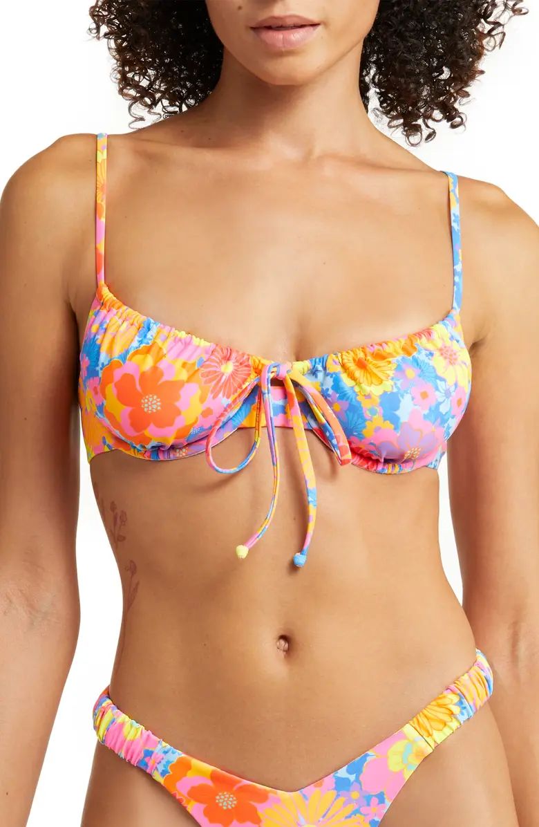 Kulani Kinis Ruched Floral Underwire Bikini Top | Nordstrom | Nordstrom