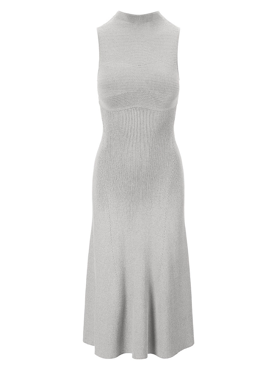 Women's Malachite Rib-Knit Fit & Flare Midi-Dress - Speckle Grey - Size XS | Saks Fifth Avenue