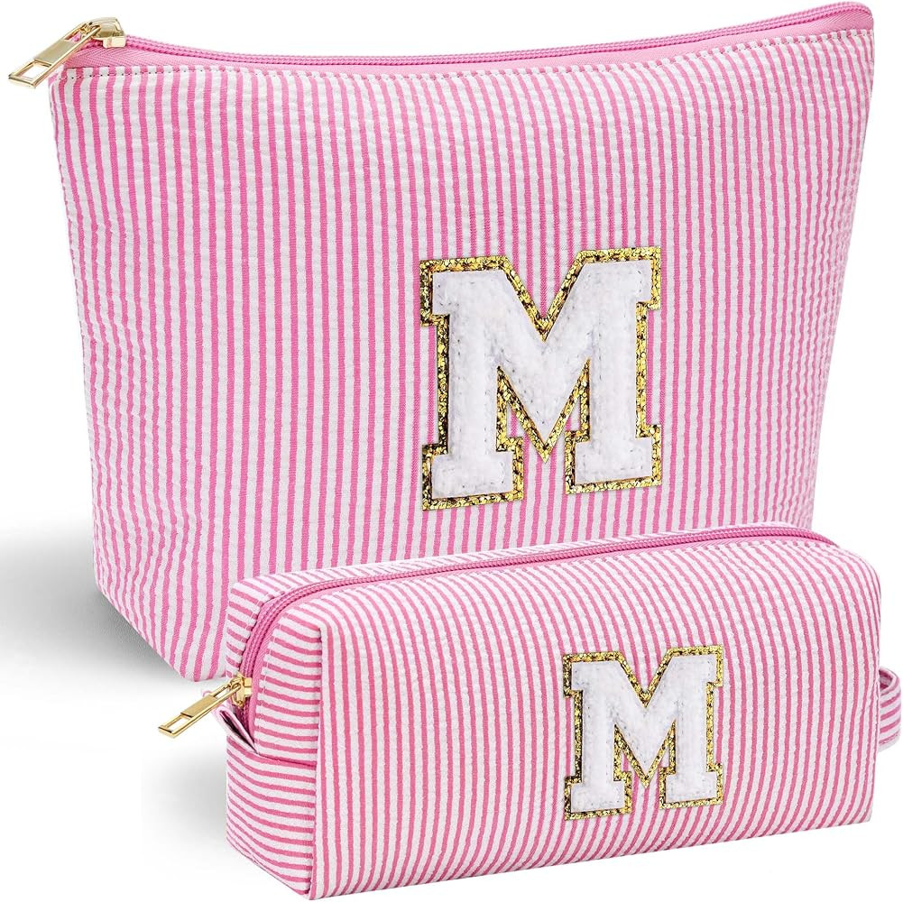 Parima Personalised Gifts for Women Girls - 2Pcs Initial Makeup Bag Travel Makeup Bag Initial M M... | Amazon (UK)