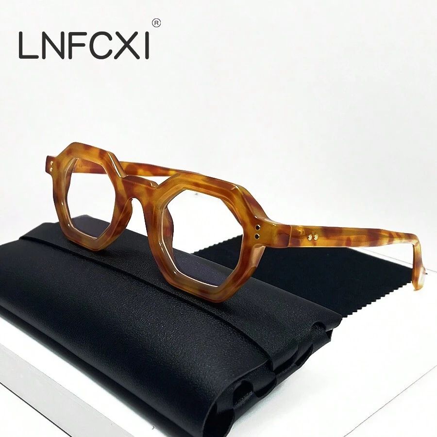 1pc Fashionable Leopard Print Polygon Square Anti-blue Light Eyeglass Frames For Women, Retro Gre... | SHEIN