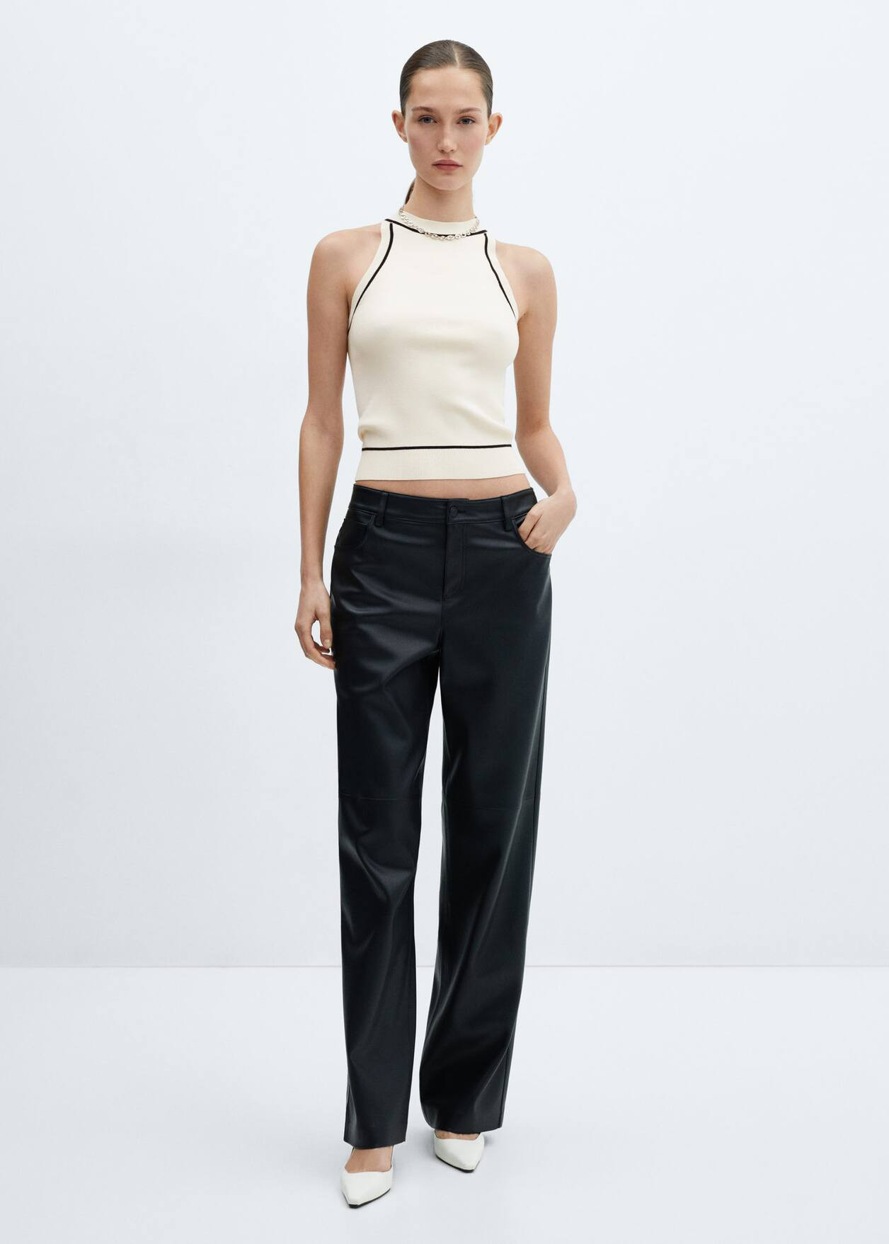 Contrast trim top -  Women | Mango USA | MANGO (US)
