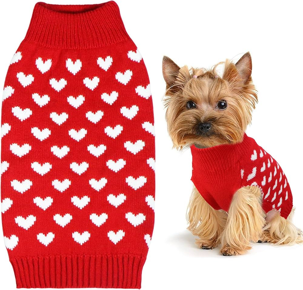 GOYOSWA Valentine's Day Dog Sweater, Dog Valentines Day Clothes Dog Valentines Outfit Knitted Dog... | Amazon (US)