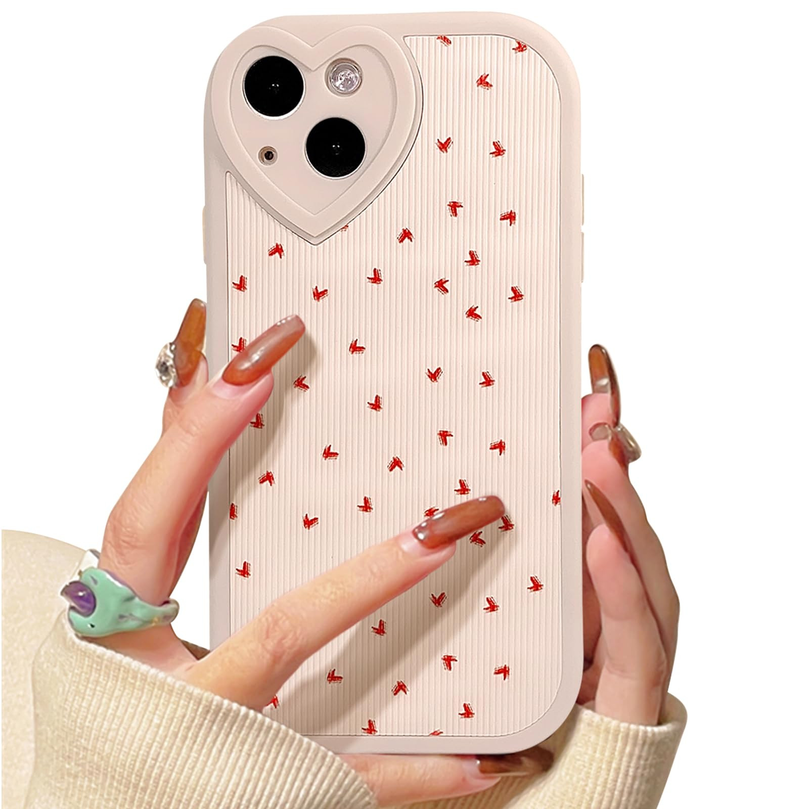 Lovmooful Compatible for iPhone 15 Case Cute Small Heart with Love Lens Bumper Protector for Girl... | Amazon (US)