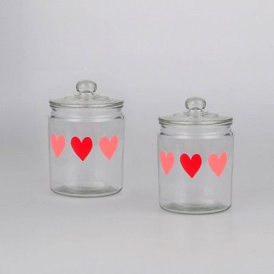 2ct Glass Canister Pink/Red Heart - Bullseye's Playground™ | Target