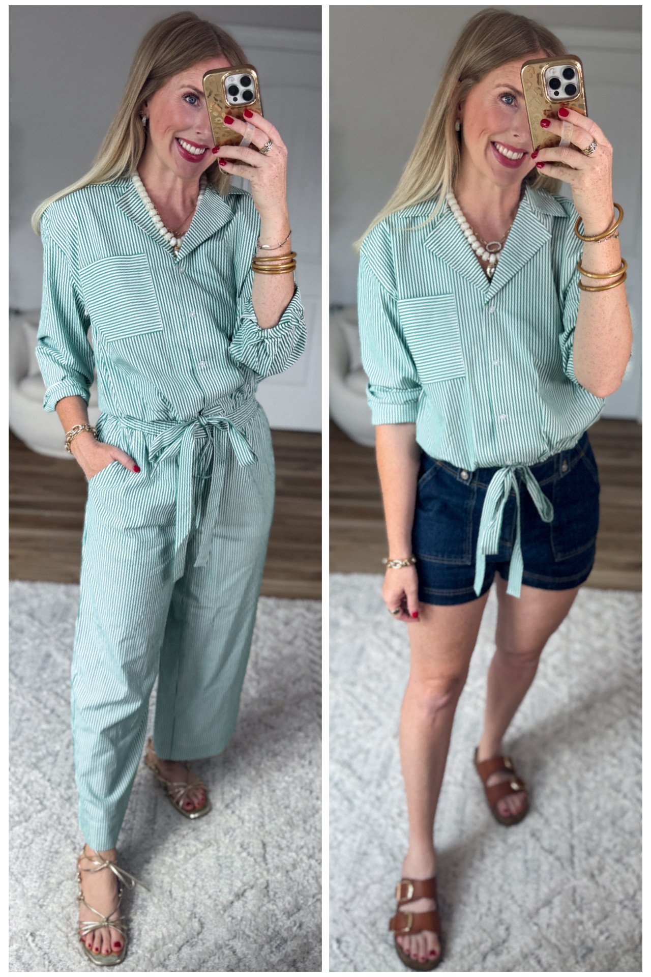 2 ways to style this green striped top from Walmart

#LTKootd #LTKmomlife