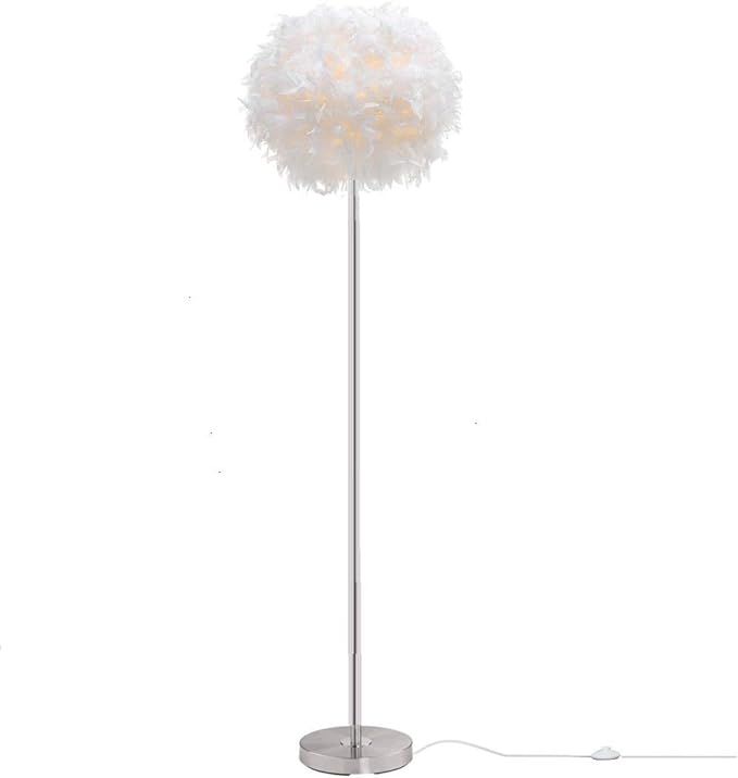 Surpars House Elegant White Feather Floor Lamp with On/Off Switch in Line | Amazon (US)