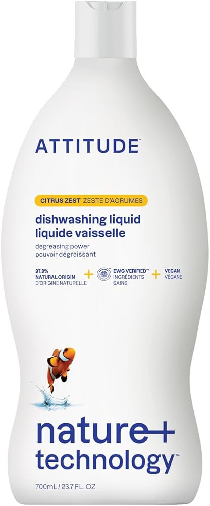 ATTITUDE Dishwashing Liquid, EWG Verified, Vegan Dish Soap, Plant Based, Naturally Derived Produc... | Amazon (US)