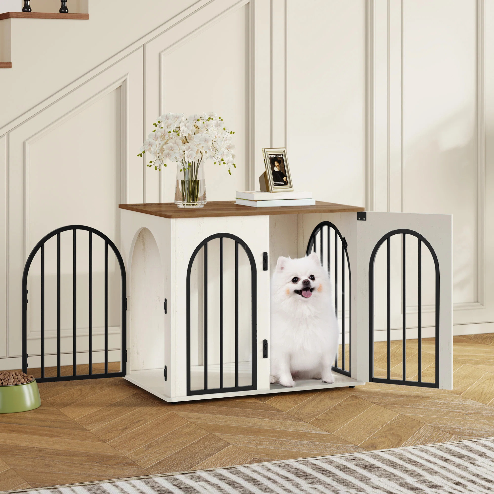 Wooden Dog Crate Furniture TV Stand, Indoor Dog Kennel for Small/Medium/Large Dogs, End Side Tabl... | Wayfair North America