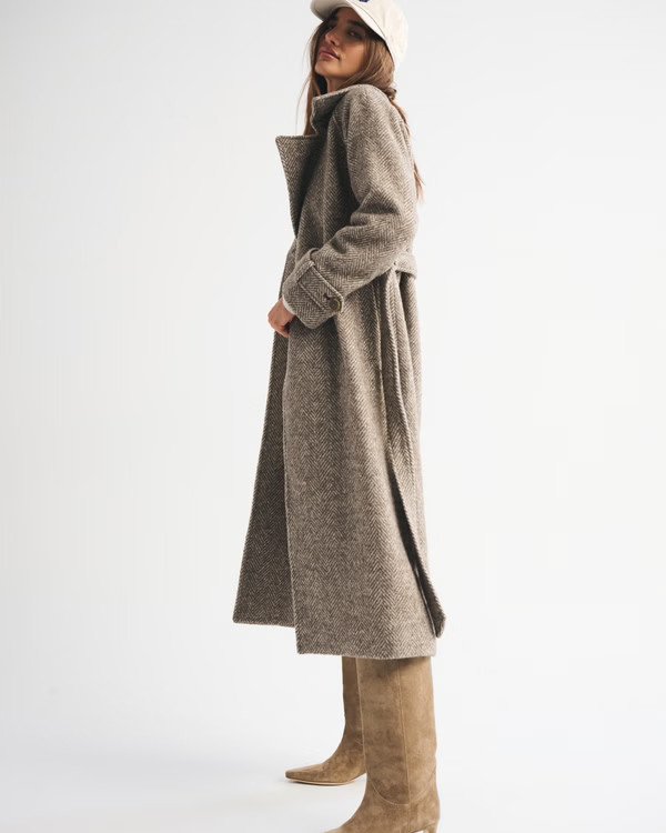 A&F Carrie Wool-Blend Trench Coat | Abercrombie & Fitch (US)