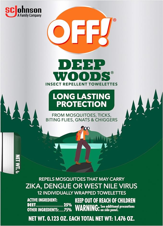 OFF! Deep Woods Mosquito and Insect Repellent Wipes, Long lasting, 12 Individually Wrapped Wipes | Amazon (US)