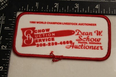 Sew On Patch  Schow Auction Service Paxton Nebraska Advertising 4.5'' x 2.25'' | eBay US