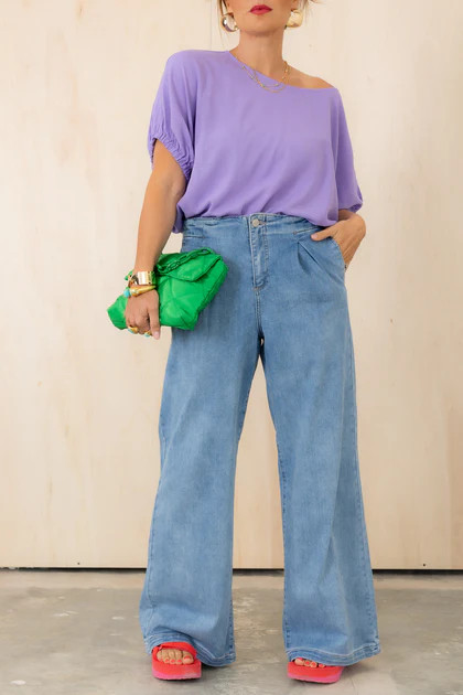 Abbie Medium Wash Wide Leg Jean | The Willow Tree