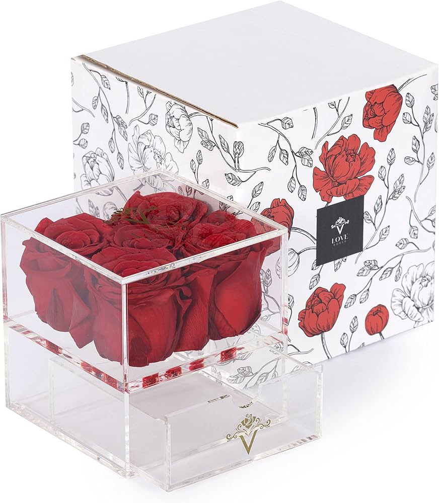 VLove® Forever Roses in a Jewelry Box | Real Roses Forever Flowers Box | Naturally Preserved Flo... | Amazon (US)