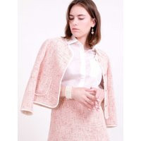 Fringed Tweed Jacket Cropped Red Beige Bouclé | Etsy (US)