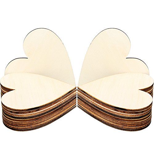 Frienda 3.15 Inch Wood Hearts Slices Wooden Discs Heart Shaped Embellishment for Wedding, Decor Arts | Amazon (US)