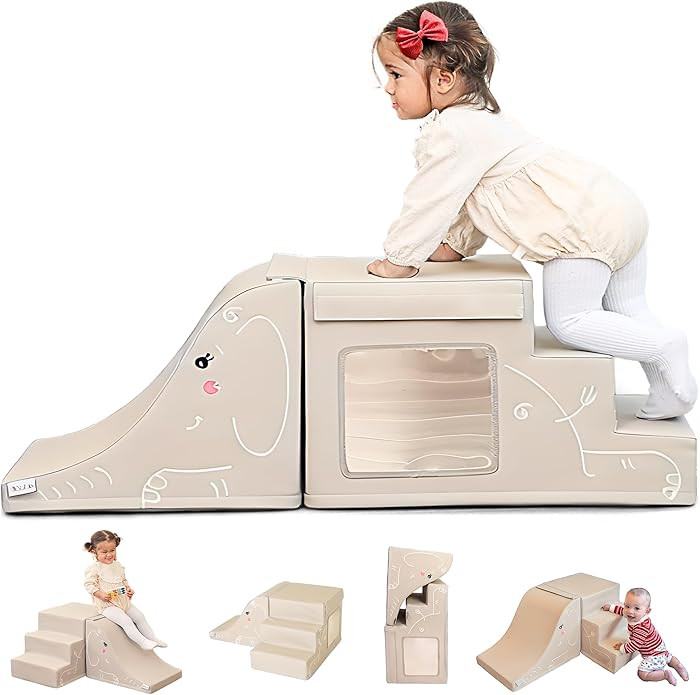 LORAIA® Non-toxic foam climbing blocks for toddlers -Large vegan leather baby climbing blocks - ... | Amazon (US)