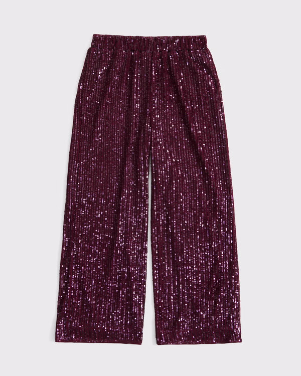 sequin ultra wide leg pants | Abercrombie & Fitch (US)