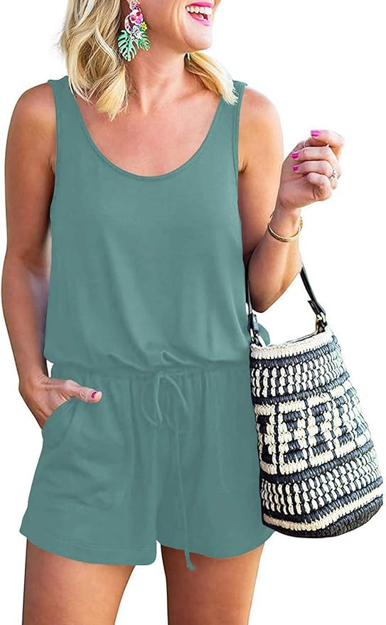 ANRABESS Women's Summer Tank Jumpsuit Casual Loose Sleeveless Beam Foot Elasitic Waist Jumpsuit R... | Amazon (US)