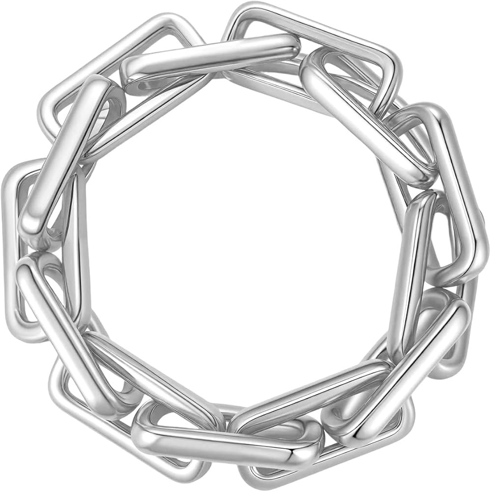 Chunky Chain Bracelets for Women - 18K Gold/Silver Plated Adjustable Statement Oval/Rectangular/A... | Amazon (US)