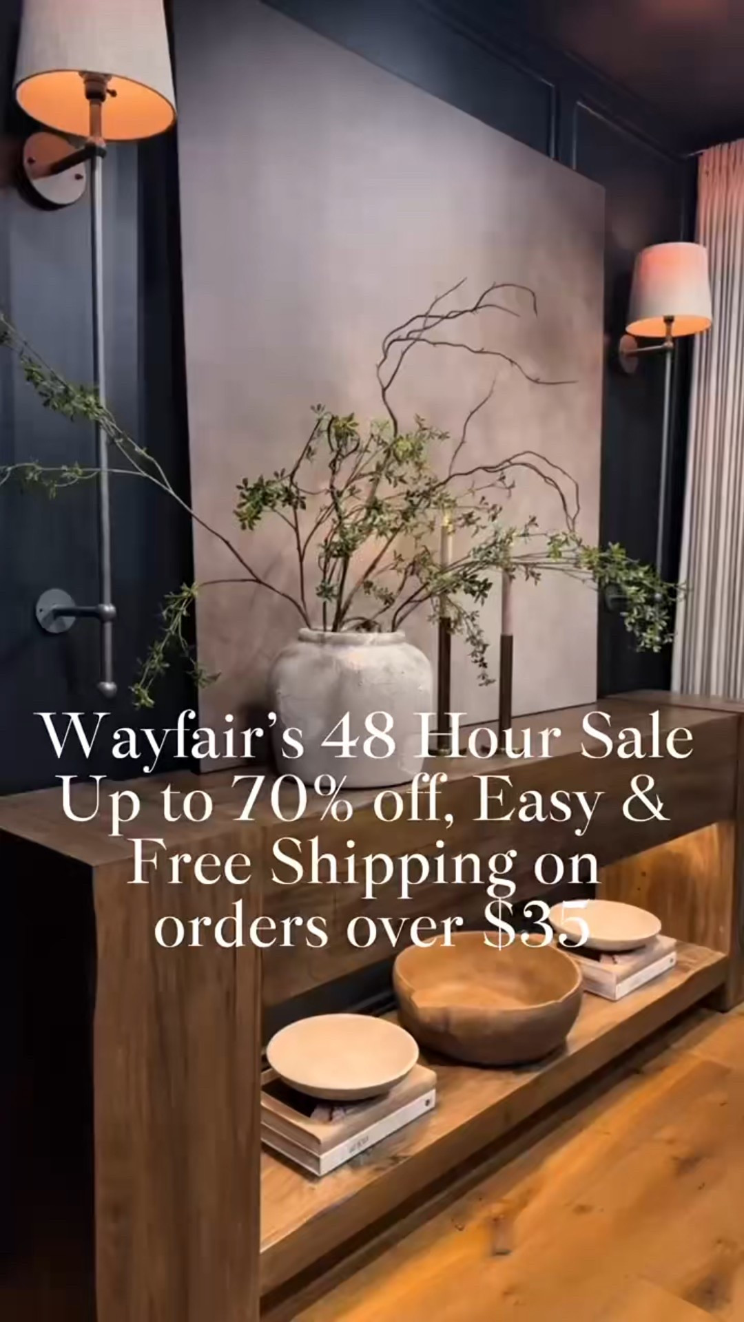 @Wayfair is having their 48 Hour Sale! Up to 70% oﬀ, with fast and easy
shipping on orders over $35.

✨ Here’s a few Wayfair pieces in my home that make it feel more cozy and
luxurious!

🤍 Solid wood console table
🤍 Moody neutral modern framed art
🤍 Oversized wall sconces
🤍 Gorgeous faux tree that look so real
🤍 The most gorgeous hutch and decorative marble bowl

#wayfair #wayfairpartner #wayfairhome #homedecor #modernhome
#neutraldecor #interiordecor
#moodyhomedecor #marblebowl


#LTKSaleAlert #LTKStyleTip #LTKHome