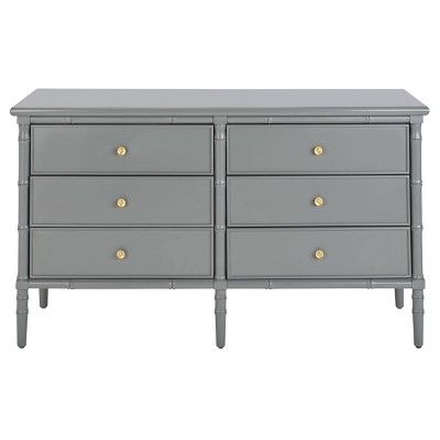Mina 6 Drawer Dresser Gray/Gold - Safavieh | Target