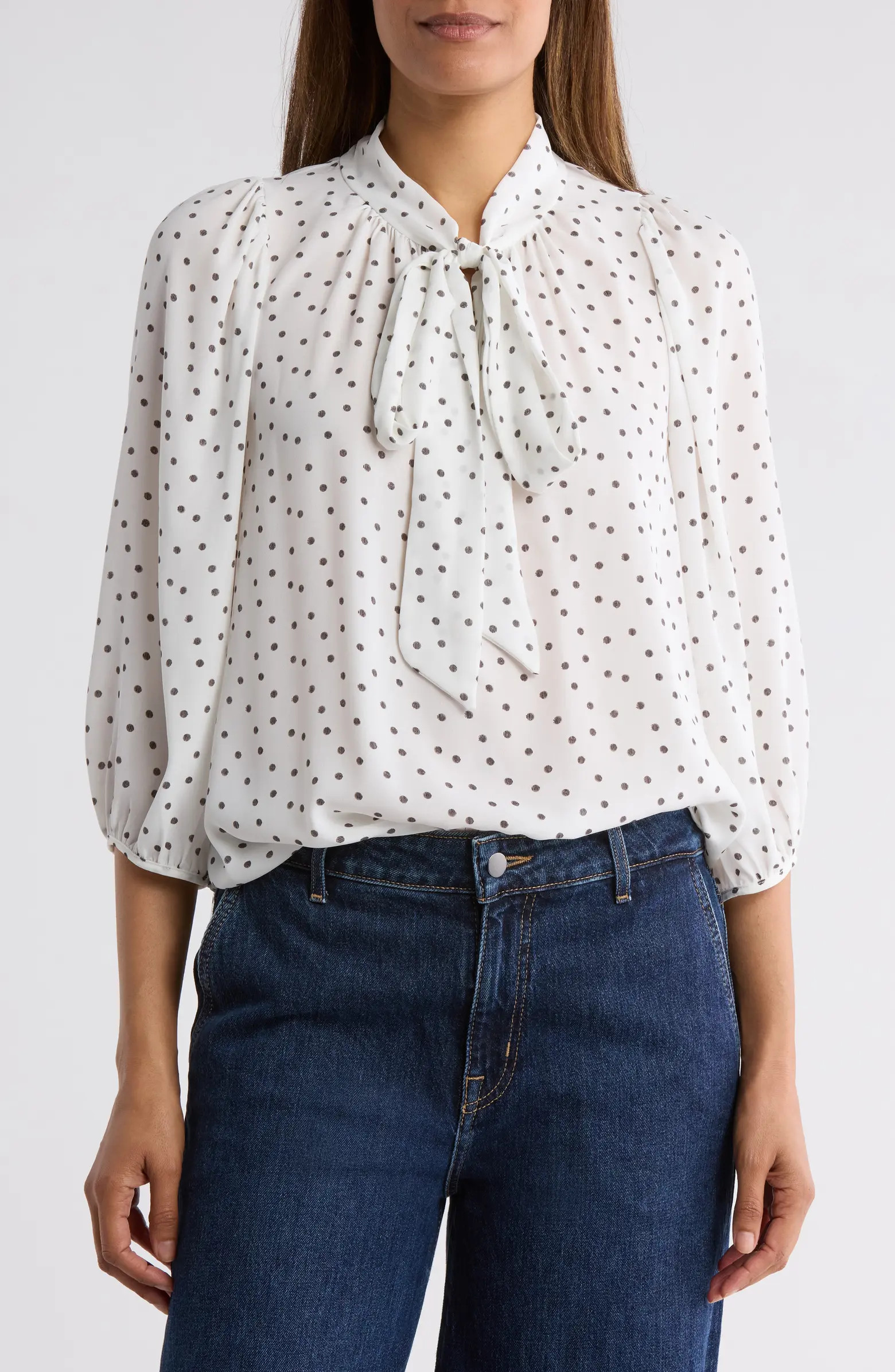 Polka Dot Tie Neck Top | Nordstrom Rack