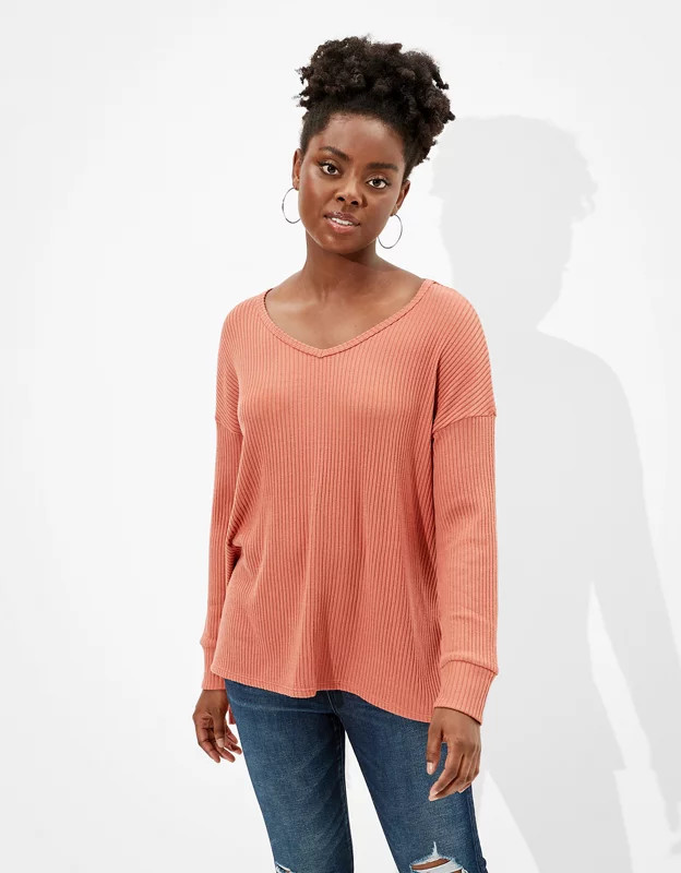 AE Soft & Sexy Plush V-Neck T-Shirt | American Eagle Outfitters (US & CA)