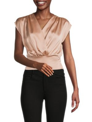 Faux Wrap Satin Top | Saks Fifth Avenue OFF 5TH