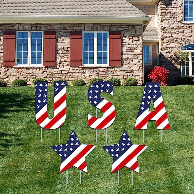 Memorial Day Yard Sign Outdoor Decorations,4th of July Patriotic Party Yard Sign with Stakes,Set ... | Amazon (US)