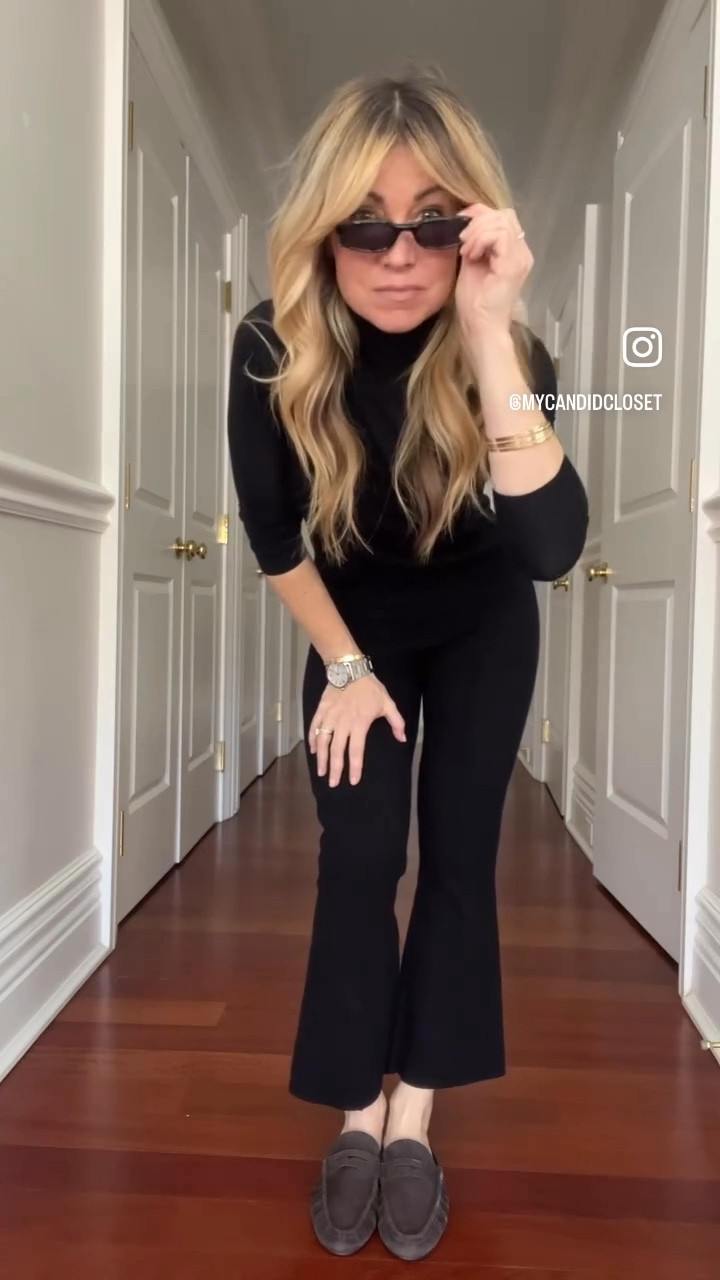 CBK inspired 90’s minimalism: black turtleneck, slim black pants, suede loafers 

#LTKootd #LTKOver40