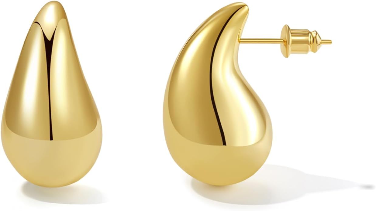 Fissen Teardrop Earrings for Women, Lightweight Gold Drop Earrings for Women, Hypoallergenic Chun... | Amazon (US)
