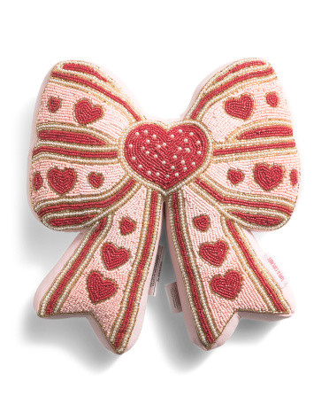 14x16 Beaded Bow Pillow | TJ Maxx