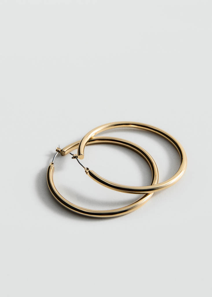 Metallic hoop earrings gold - Woman - One size - MANGO | Mango (US/MX/AU)