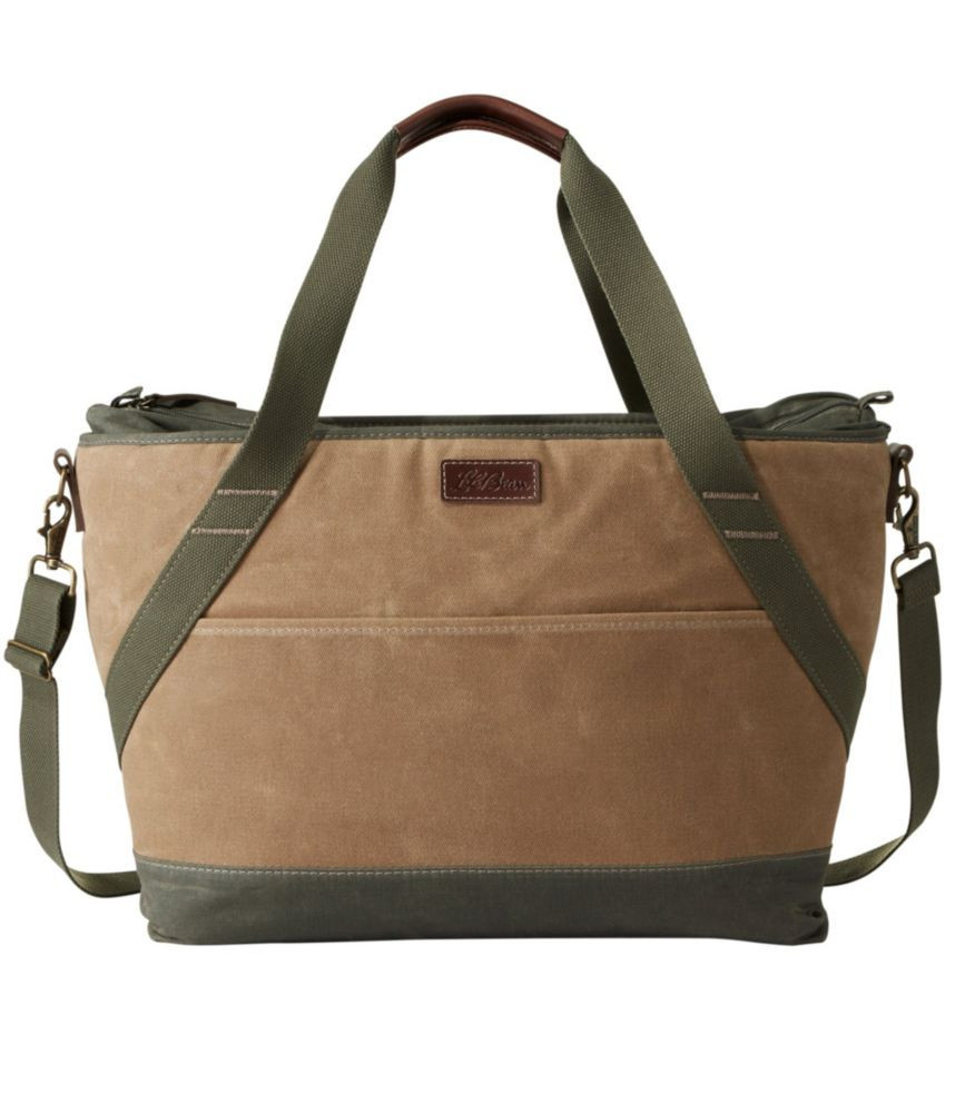 Insulated Waxed-Canvas Tote, Large Khaki, Waxed-Canvas/Leather L.L.Bean | L.L. Bean