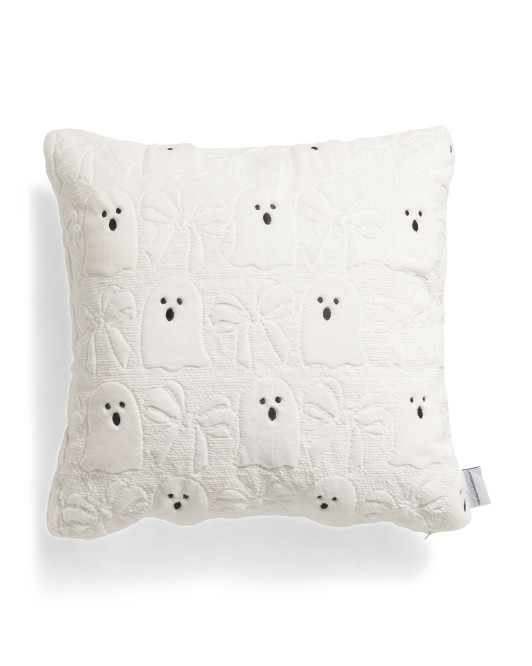 20x20 Ghost And Bow Fur Square Pillow | TJ Maxx