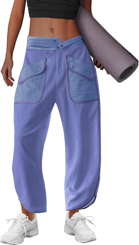 LAMISSCHE Oversized Barrel Lounge Pants Women Wide Leg Sweatpants with Pockets Baggy Cropped Pant... | Amazon (US)