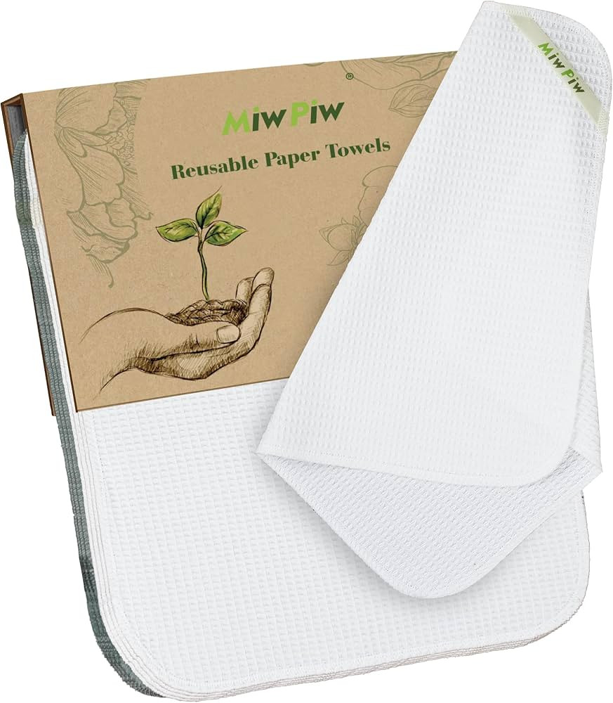 Reusable paper Towels Set 10, rayon made from Bamboo Paper Towel Alternative Organic Cotton Washa... | Amazon (US)