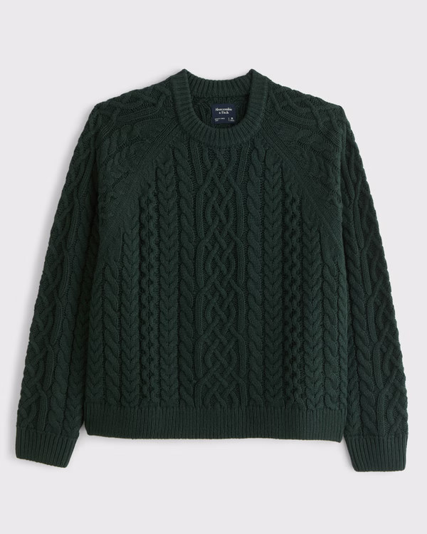 Oversized Cable Crew Sweater | Abercrombie & Fitch (US)