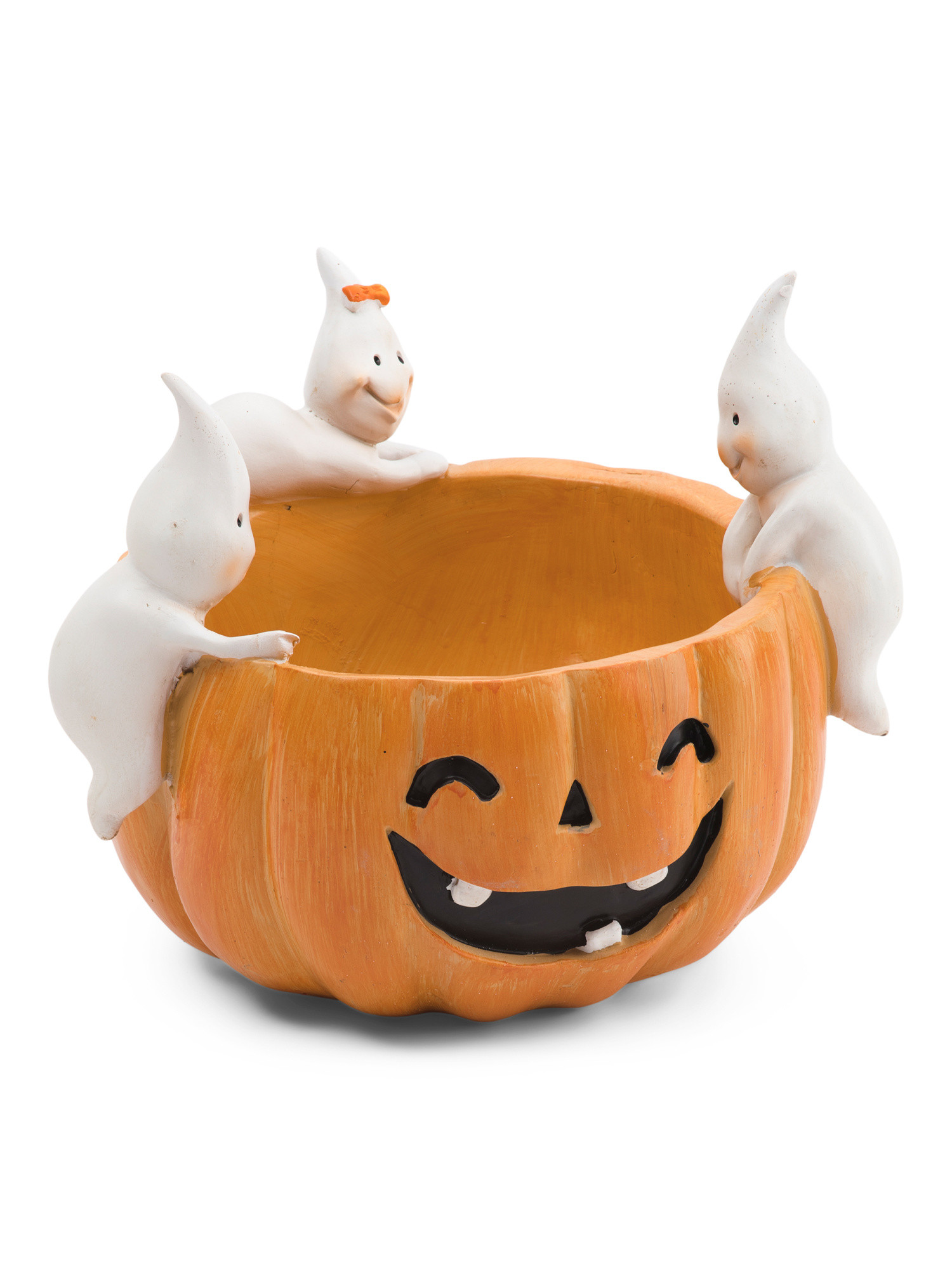 10.5in Pumpkin Candy Bowl With Ghosts | TJ Maxx