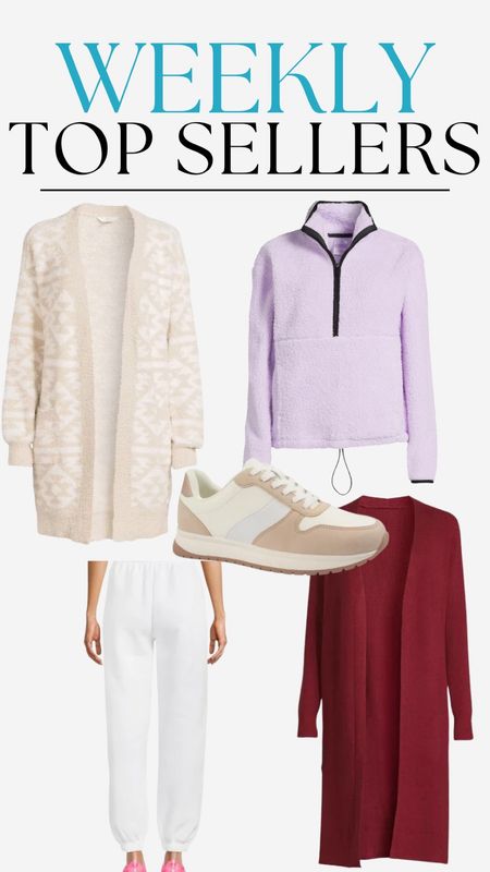 weekly top sellers, time and tru, walmart fashion, walmart shoes, walmart, ribbed duster, sneakers, athleisure, cardigan, oversized sweater, pullover, sweatpants, sweats

#LTKMostLoved #LTKstyletip #LTKfindsunder50