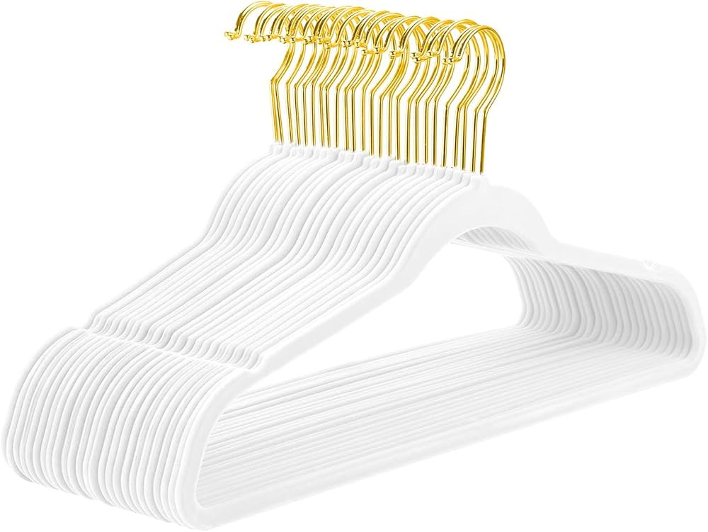 MIZGI Premium Velvet Hangers Pack 50 Pcs Heavyduty - Non Slip Slimline - Velvet Suit Hangers Whit... | Amazon (US)