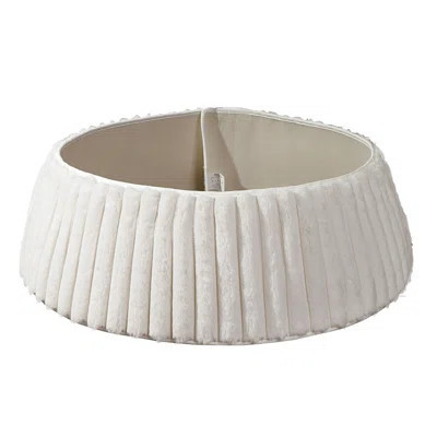 Bunny Chorus Christmas Tree Collar, Rustic White Luxury Plush Faux Fur Tree Collar with Stripe Textured Pattern, Soft Fluffy Xmas Tree Ring Boho Tree | Wayfair North America