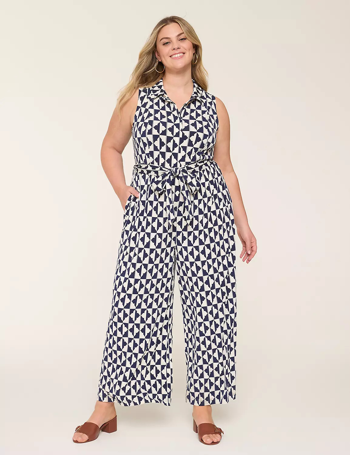 Collared Wide Leg Jersey Jumpsuit | Lane Bryant (US)