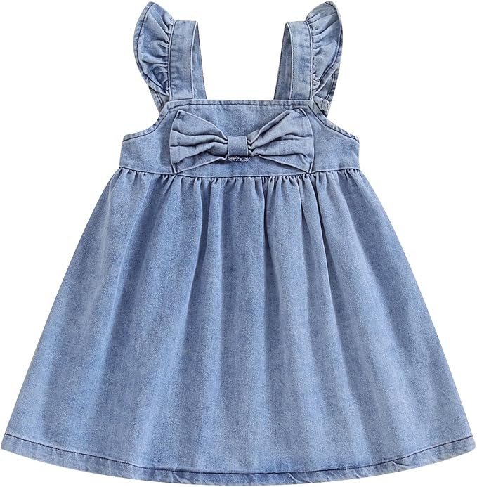 Summer Toddler Baby Girl Dress Denim Ruffle Backless Sleeveless Dress Kids Casual Dresses Princes... | Amazon (US)
