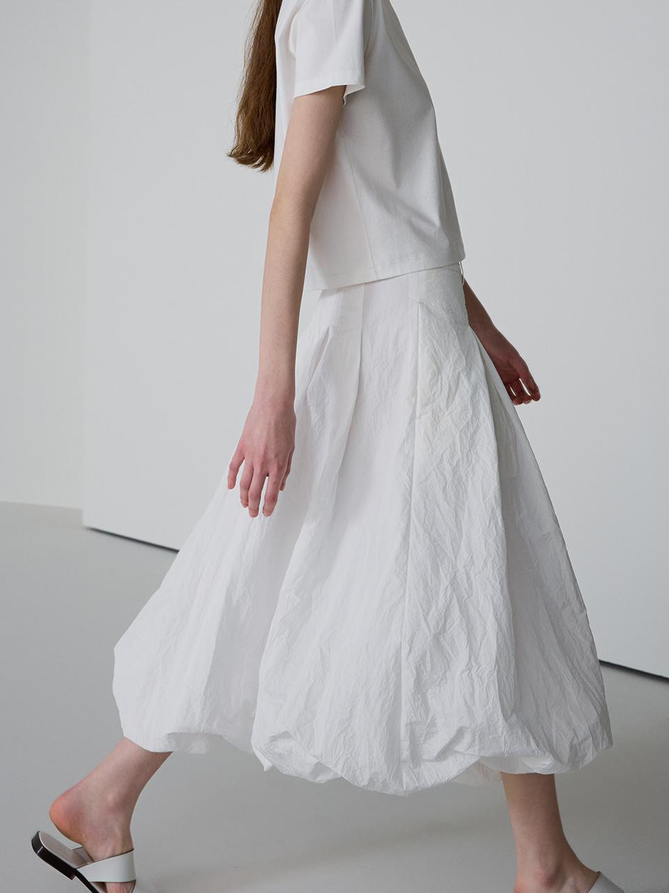 Volume Nylon Skirt_Off White | W Concept (US)