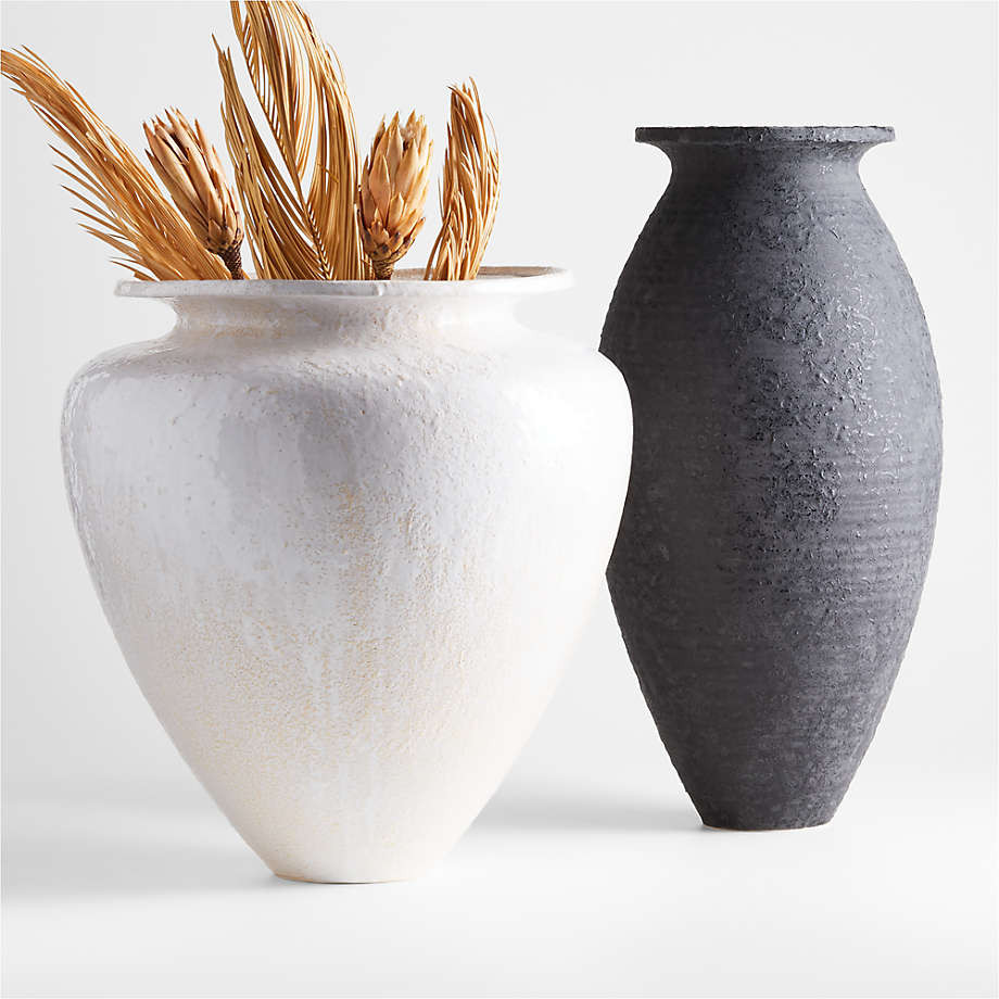 Kyoto White Ceramic Vase 16" + Reviews | Crate & Barrel | Crate & Barrel