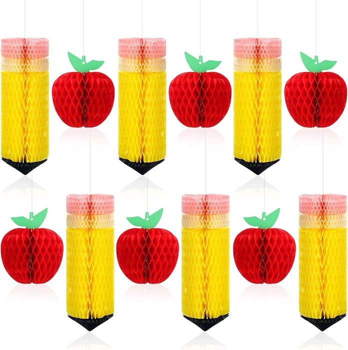 12 Pcs Apple and Pencil Classroom Back to School Decorations | Amazon (US)