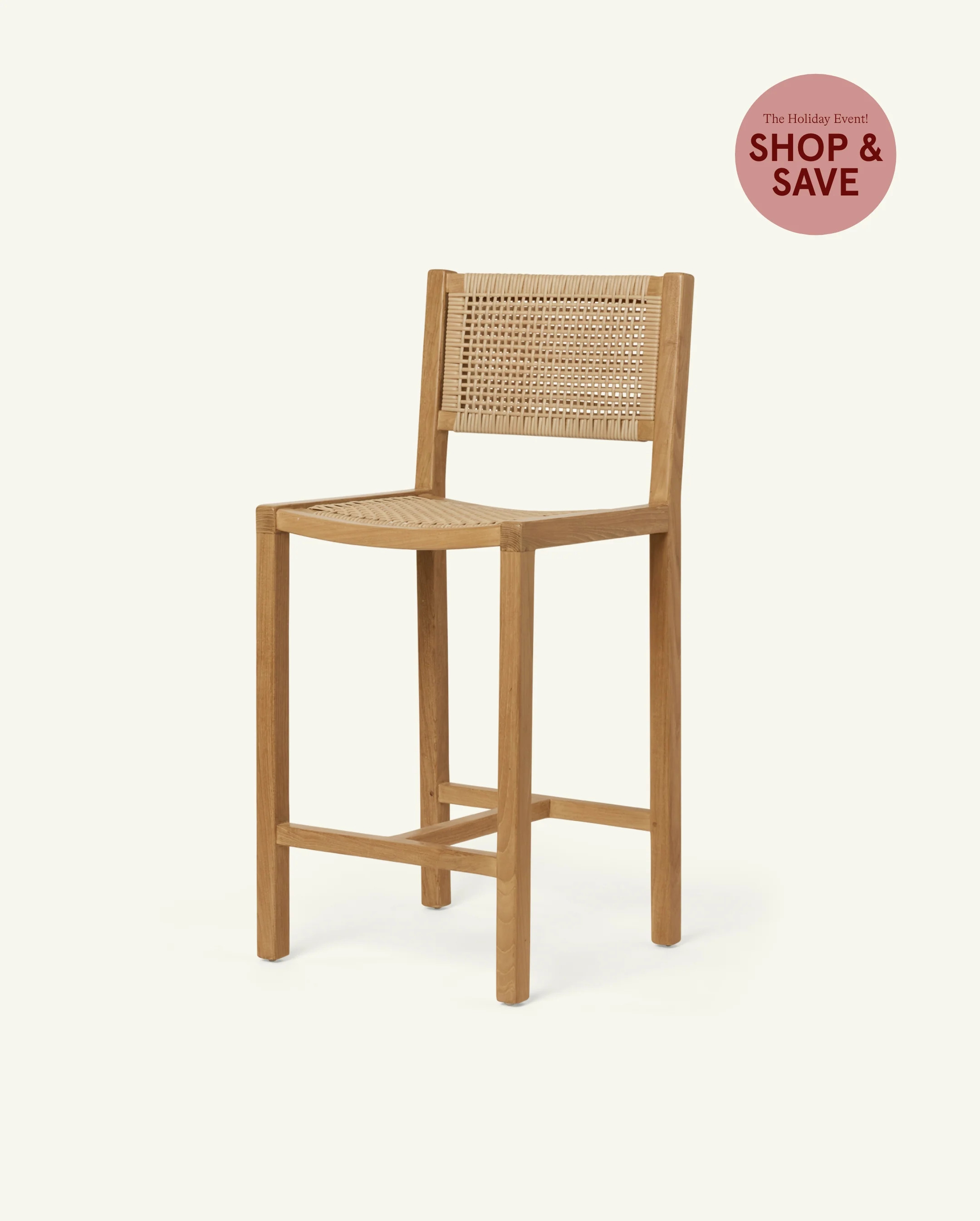 Stool x Pure Salt - Teak Counter Stool with Woven Rattan | Hati Home