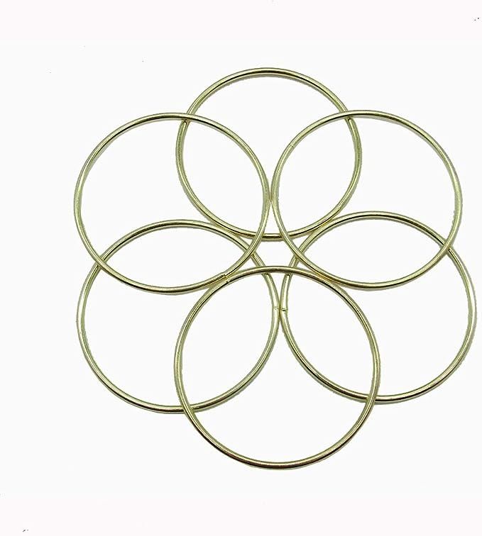 6 Pcs 3 Inch Gold Metal Rings Hoops Macrame Ring for Dream Catchers and Crafts | Amazon (US)